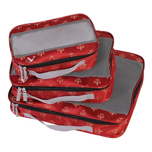 American Flyer Fleur de Lis 5 Piece Luggage Set; Red