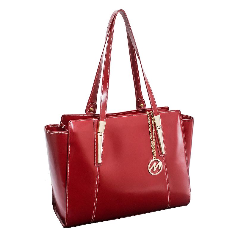 McKleinUSA Tablet Leather Shoulder Tote, Red