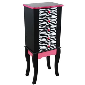 Teamson Kids Fashion Prints Black Zebra Jewelry Armoire
