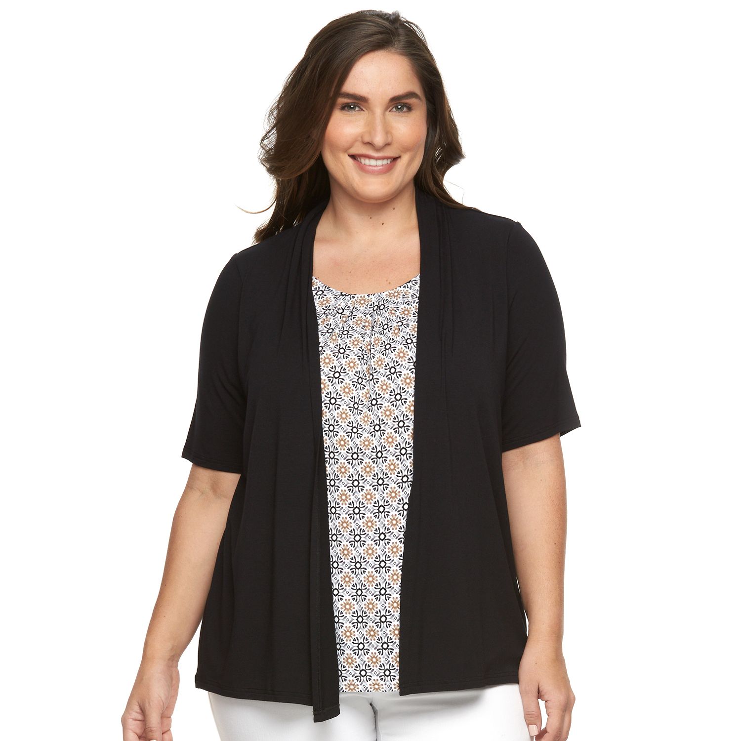 mock layer cardigan