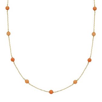 Jewelmak 14k Gold Coral Station Necklace