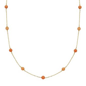 Jewelmak 14k Gold Coral Station Necklace