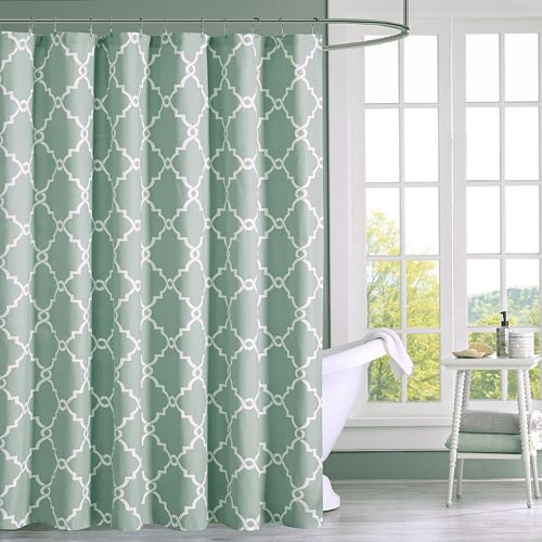 72 X 72 Lush Decor Light Gray Geo Trellis Pattern Print Fabric Bathroom Shower Curtain