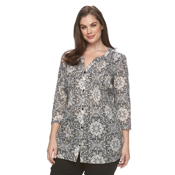 Plus Size Croft & Barrow® Nep Pintuck Blouse