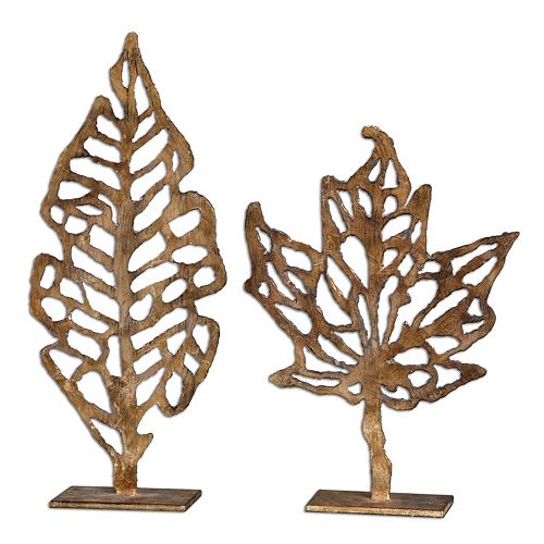 Hazuki Leaf Sculpture Table Decor 2-piece Set