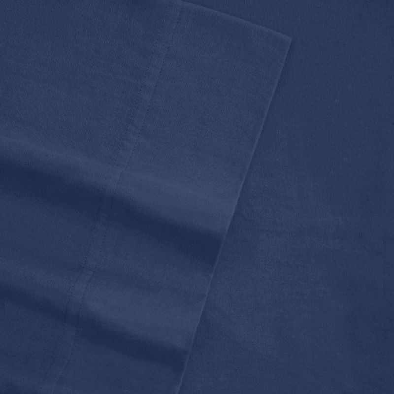 Tribeca Living Flannel Solid Oversized Flat Sheet, Dark Blue
