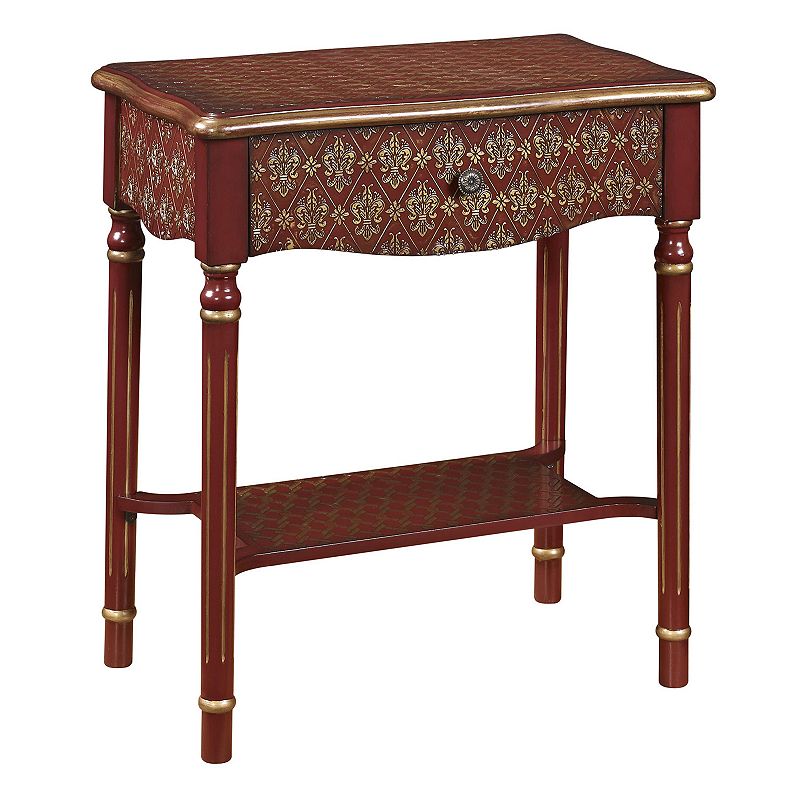 Elegant Scroll End Table, Red