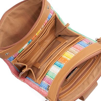 Rosetti Double-Time Straw Crossbody Bag