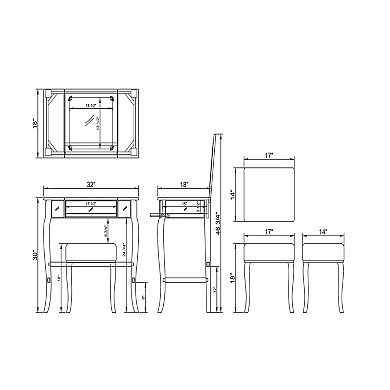 Linon Harper Vanity 2-piece Set