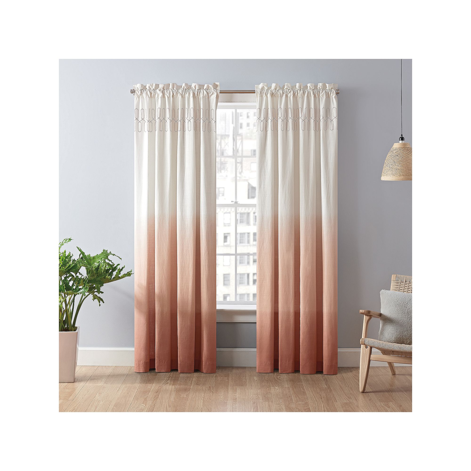 Vue 1-Panel Arashi Ombre Fashion Drapery Window Curtain, Melon