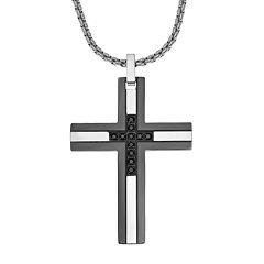 Mens black store cross pendant