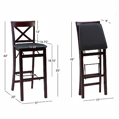 Linon Triena X-Back Folding Bar Stool
