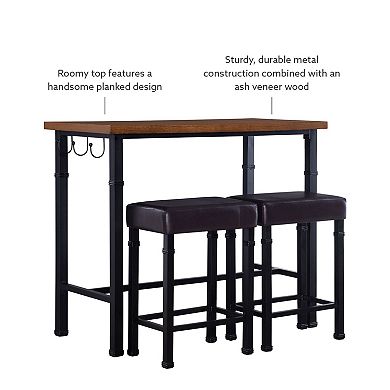 Linon Austin Pub Bar Table 3-piece Set