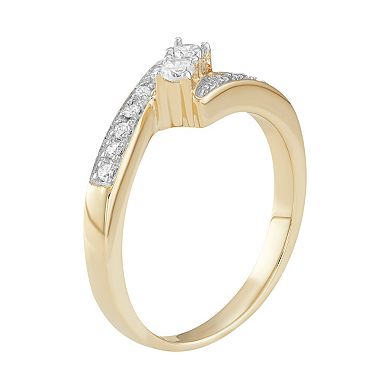 Jewelexcess 10k Gold 1/4 Carat T.W. Diamond 2-Stone Ring
