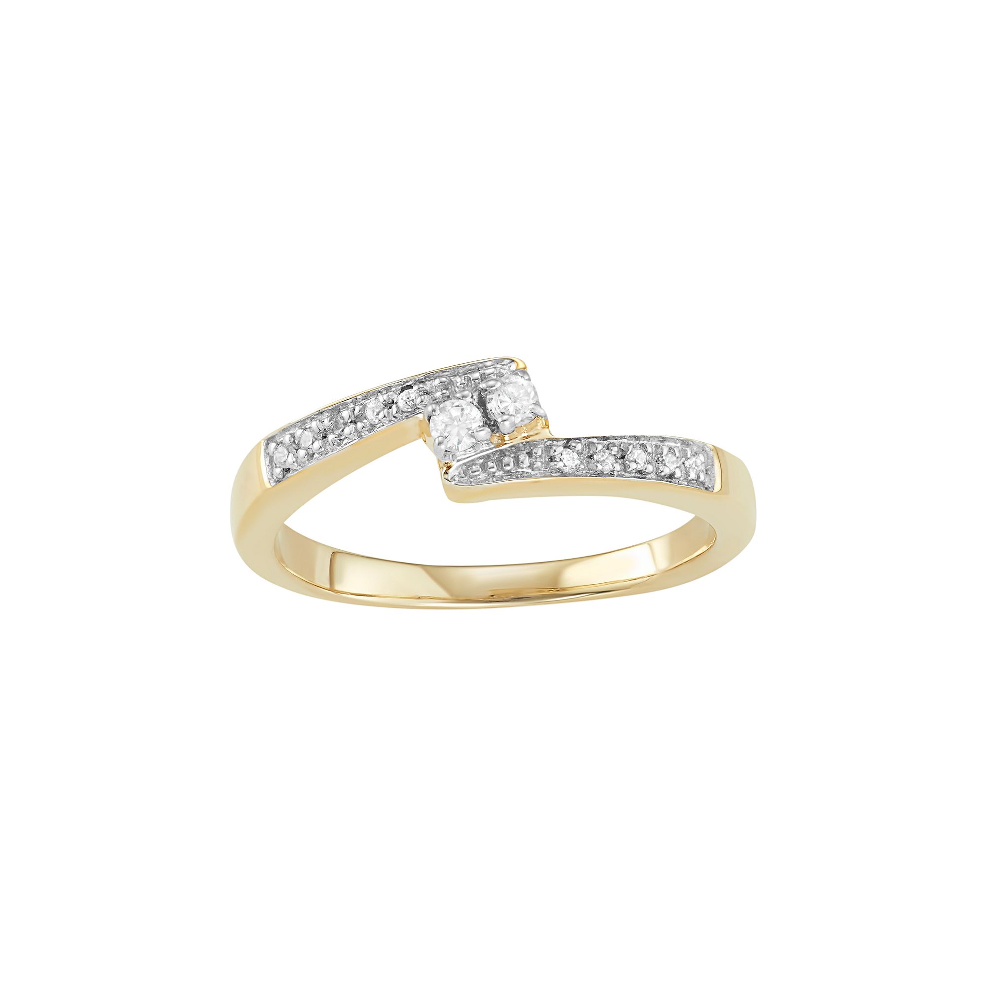 Jewelexcess 10k Gold 1/10 Carat T.W. Diamond 2-Stone Ring, Womens, Size: 6