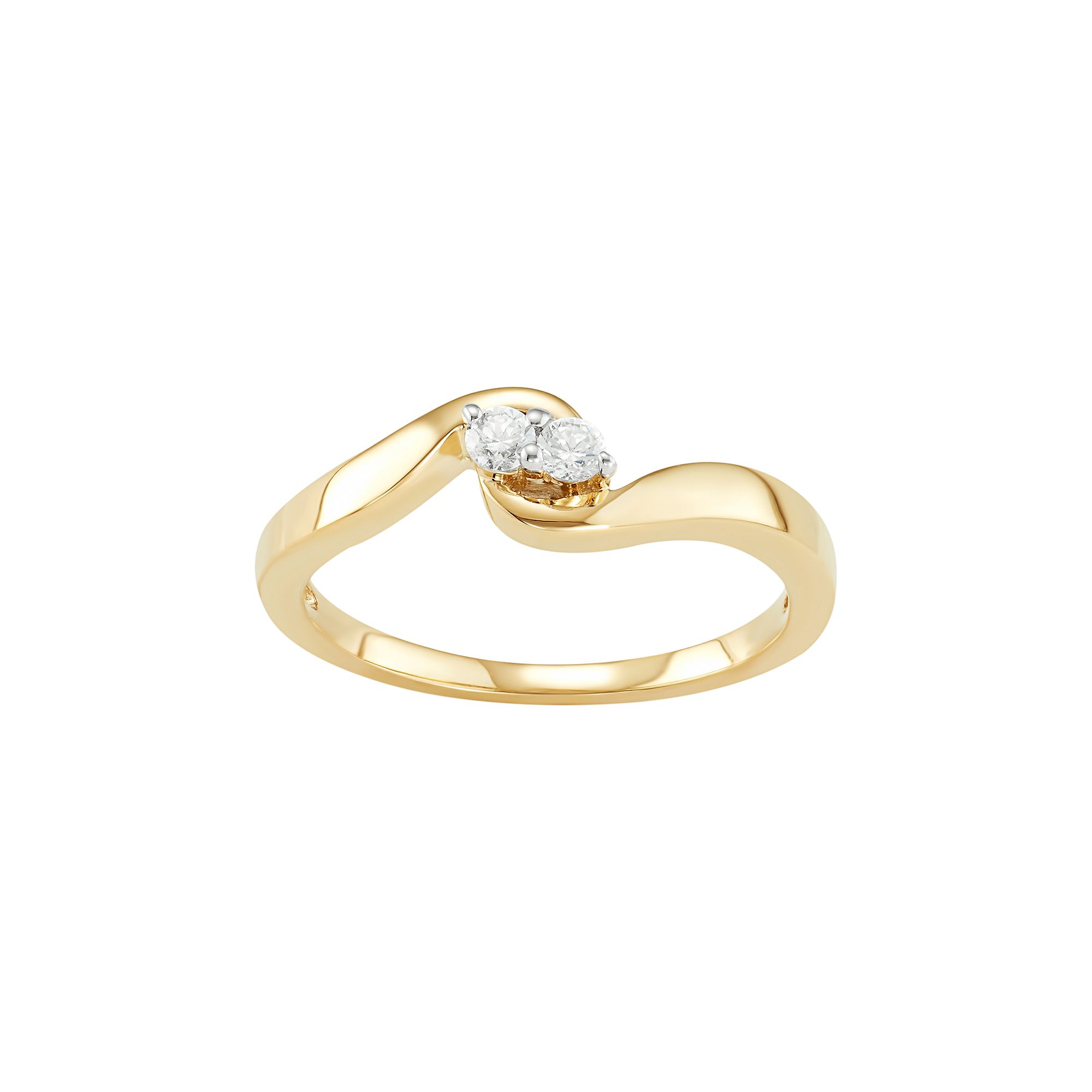 Jewelexcess 10k Gold 1/10 Carat T.W. Diamond 2-Stone Ring, Womens, Size: 6