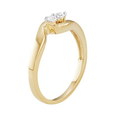 Jewelexcess 10k Gold 1/10 Carat T.W. Diamond 2-Stone Ring