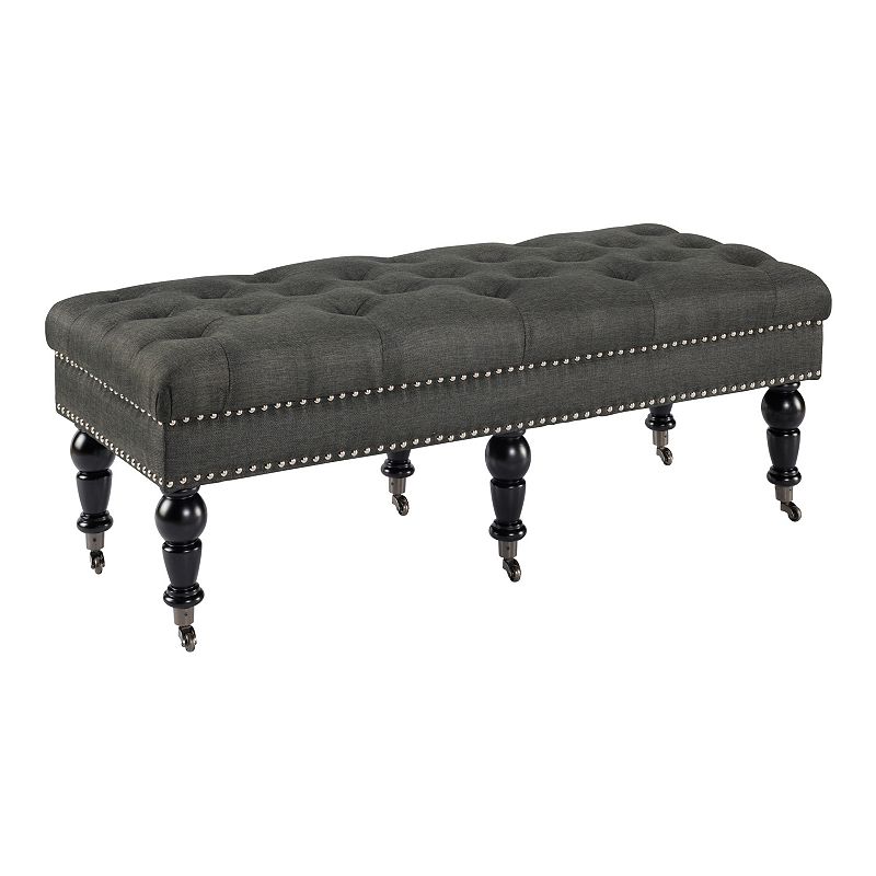 Linon Isabelle Linen Padded Bench, Grey