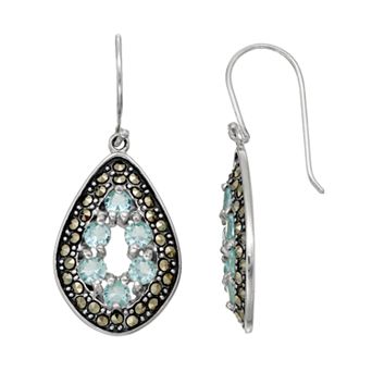 Tori Hill Sterling Silver Cubic Zirconia & Marcasite Teardrop Earrings