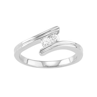 Jewelexcess 10k Gold 1/4 Carat T.W. Diamond 2-Stone Ring