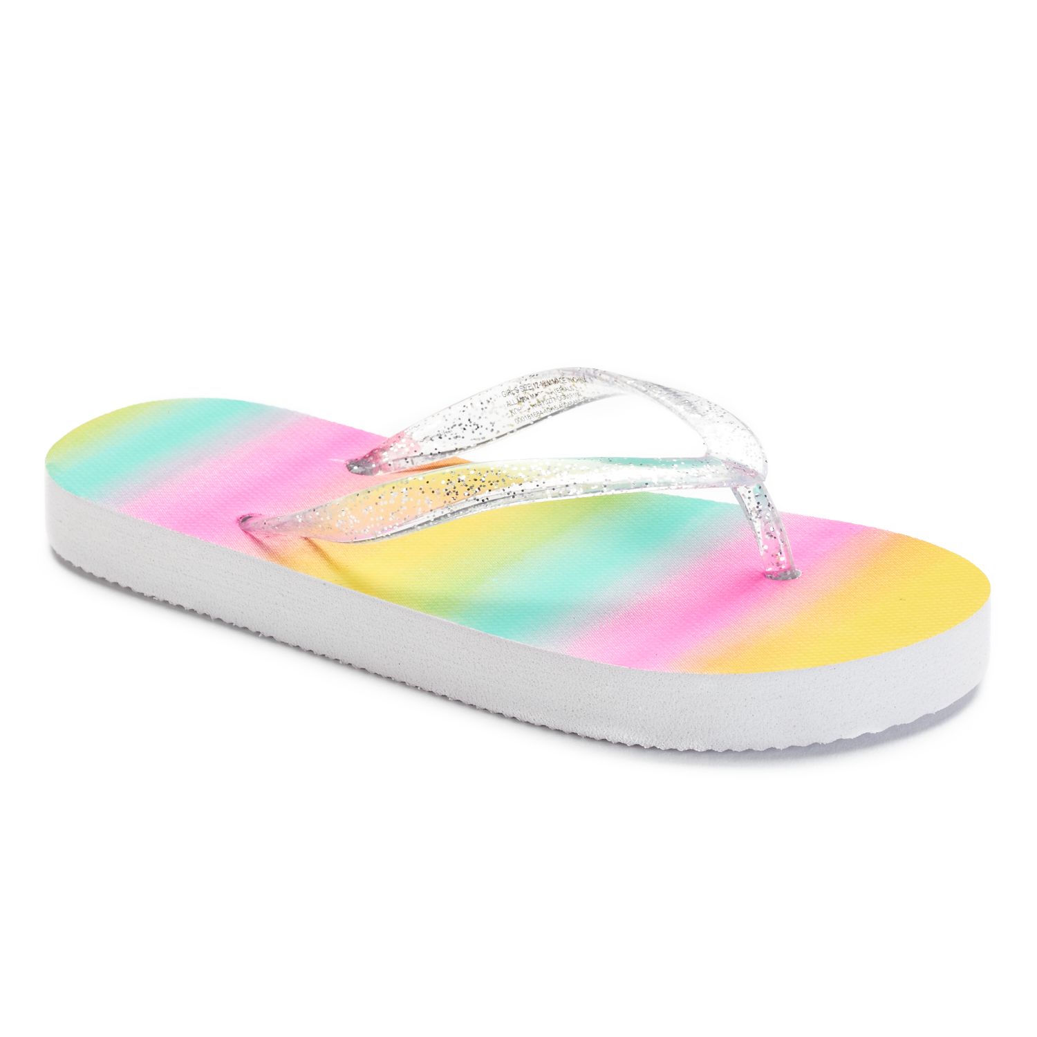 girls rainbow flip flops