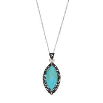 Tori Hill Sterling Silver Simulated Turquoise & Marcasite Pendant