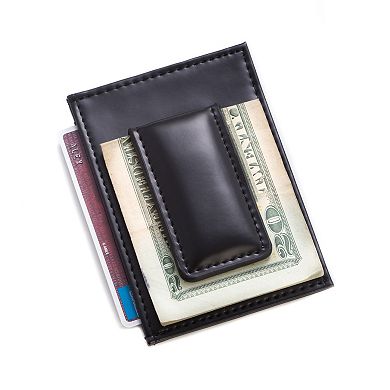 Men's Bey-Berk Leather Magnetic Money Clip Wallet