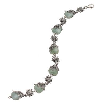 Tori Hill Sterling Silver Jade & Marcasite Heart Bracelet