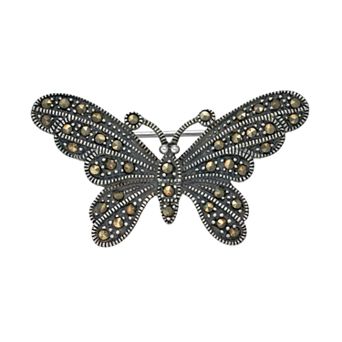 Tori Hill Sterling Silver Marcasite Butterfly Pin
