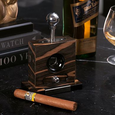 Bey-Berk Lacquered Wood Table Top Guillotine Cigar Cutter