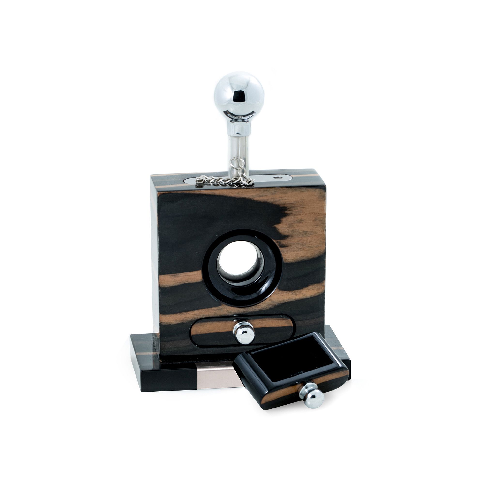 Bey-Berk  Lacquered Wood Table Top Guillotine Cigar Cutter, Ebony