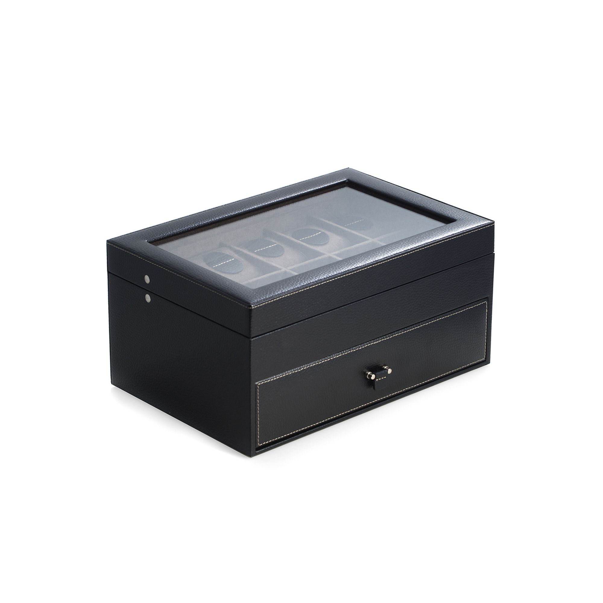 Bey-Berk  Leather Black 20-Slot Watch Storage Case