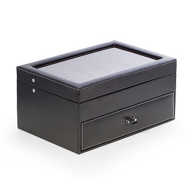 Bey-Berk Leather Black 20-Slot Watch Storage Case
