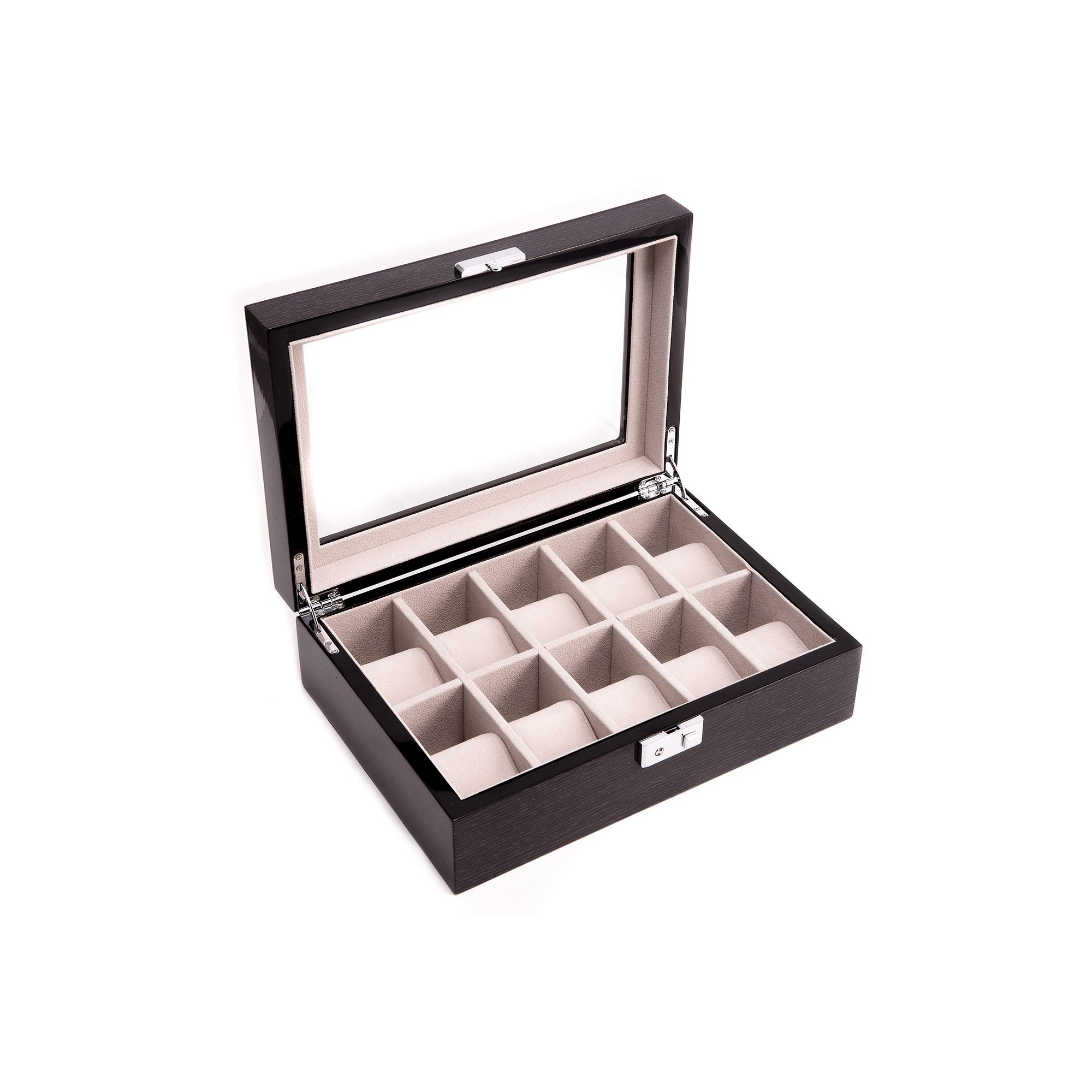 Bey-Berk  Lacquered Wood Gray Watch Storage Case