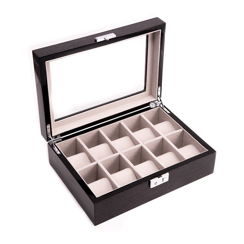 Bey-Berk  Lacquered Wood Gray Watch Storage Case