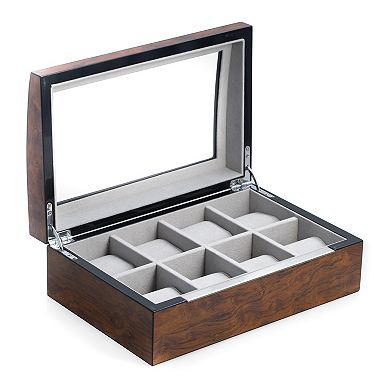 Bey-Berk Lacquered Wood Brown Watch Storage Case