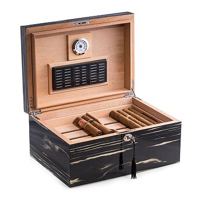 Bey-Berk Ebony Wood 100-Cigar Humidor