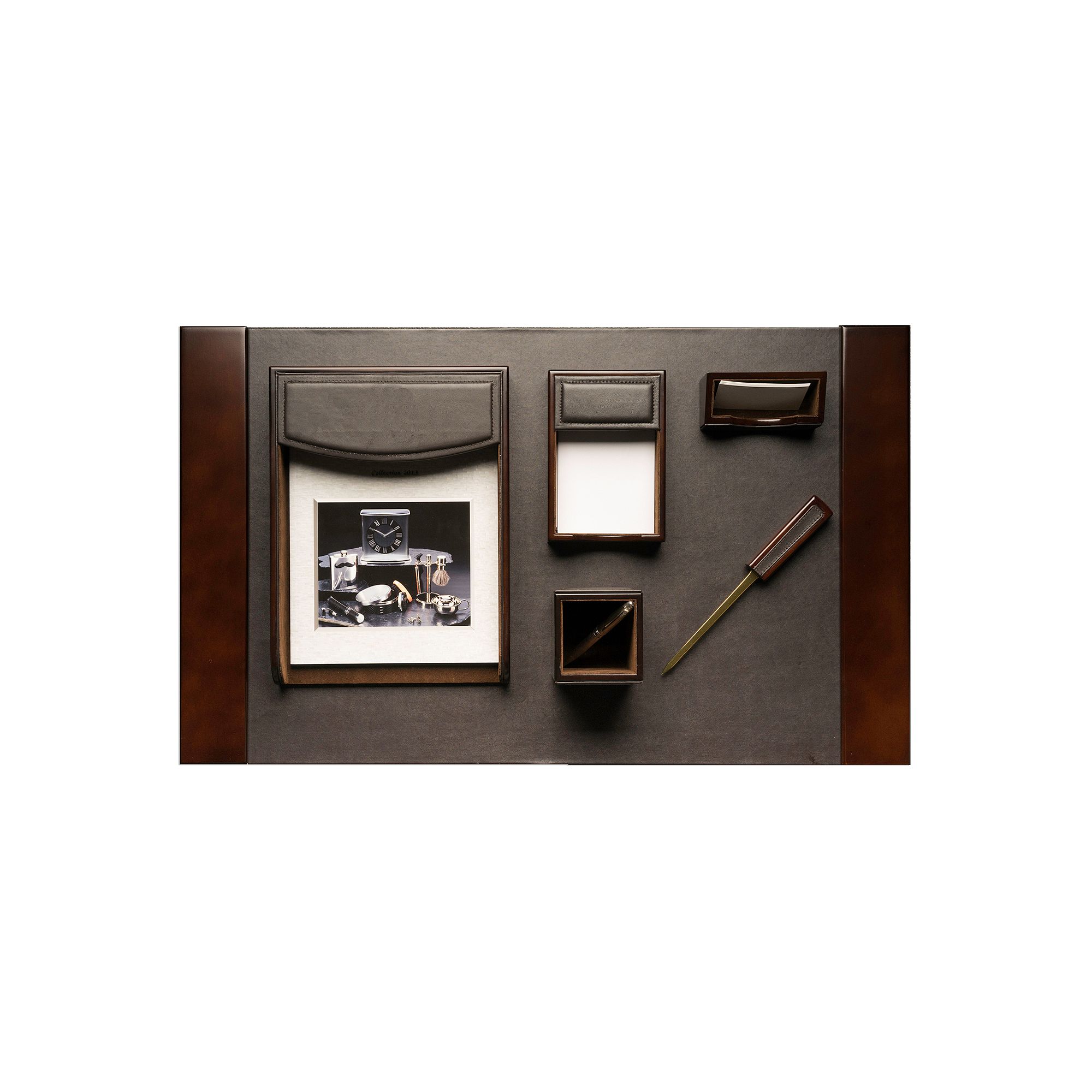 Bey-Berk  6-piece Brown Leather Desk Set