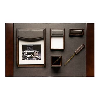 Bey-Berk 6 pc Brown Leather Desk Set