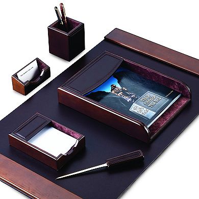 Bey-Berk 6-piece Brown Leather Desk Set