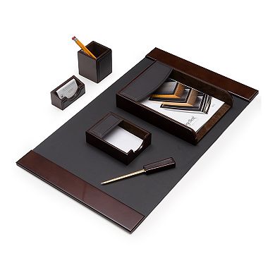 Bey-Berk 6-piece Brown Leather Desk Set