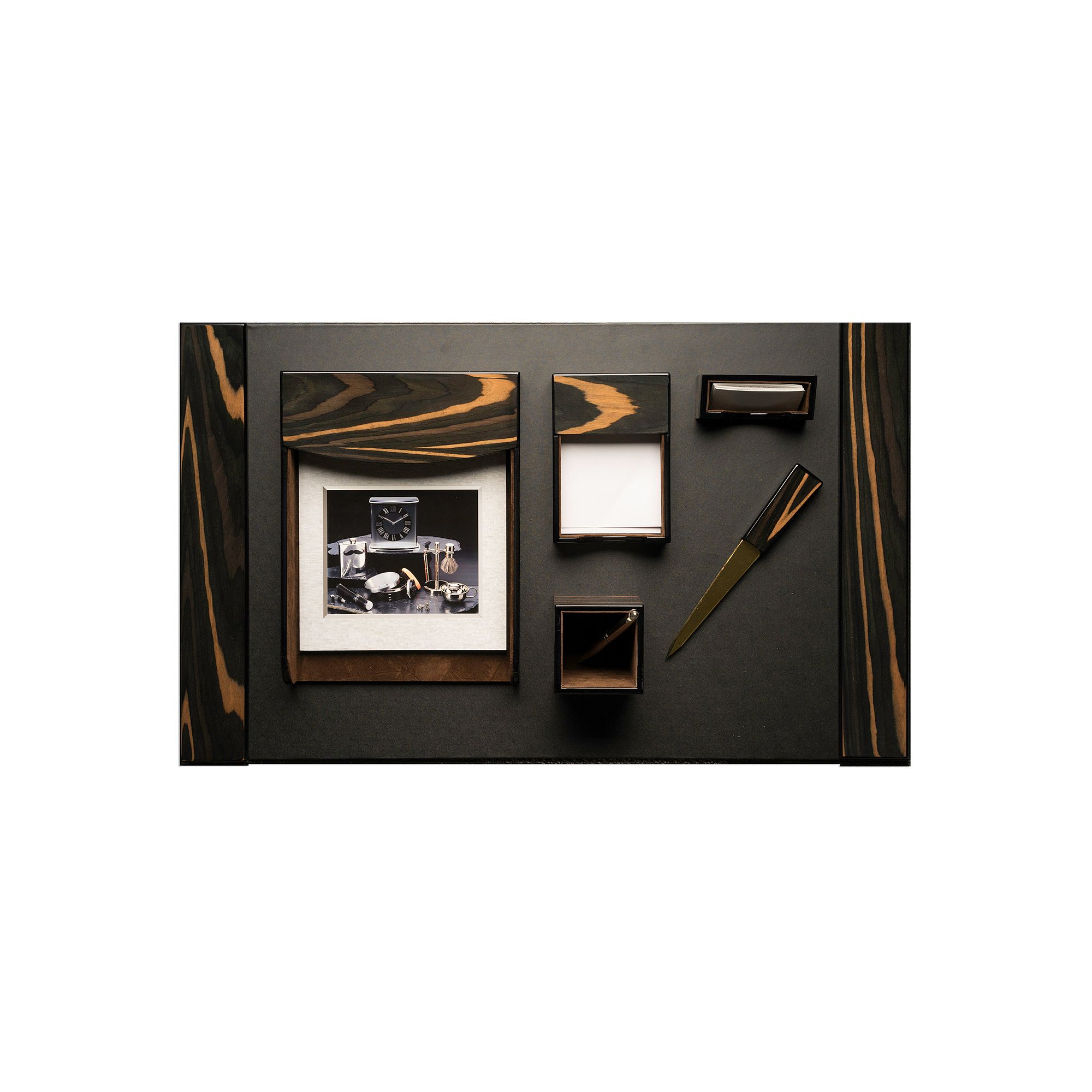 Bey-Berk  6-piece Ebony Leather Desk Set