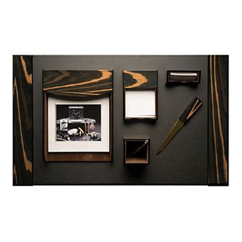Bey-Berk 6 pc Ebony Leather Desk Set
