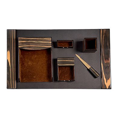 Bey-Berk 6-piece Ebony Leather Desk Set