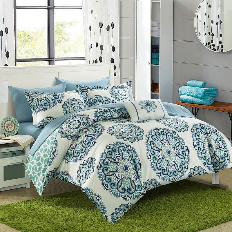 Chic Home Barcelona Reversible Bed Set, Blue, Twin