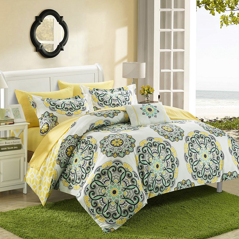 Chic Home Barcelona Reversible Bed Set, Yellow, King