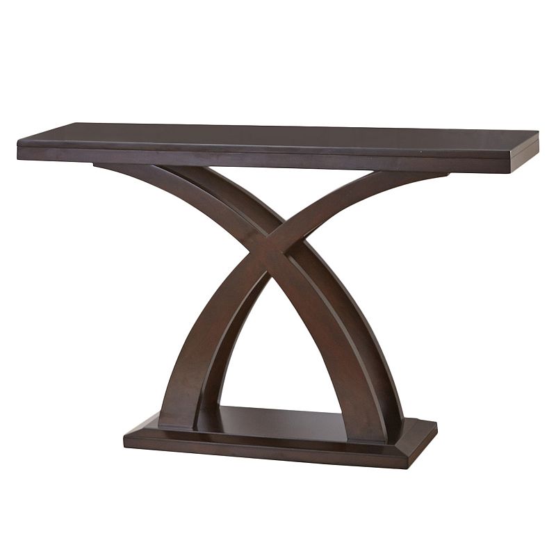 jocelyn console entry table in espresso cherry wood and mango veneers