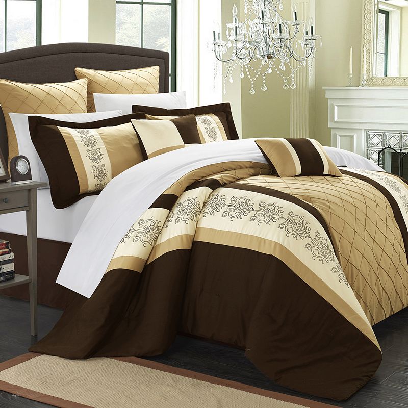 34016078 Chic Home Livingston 8-piece Bed Set, Brown, Queen sku 34016078