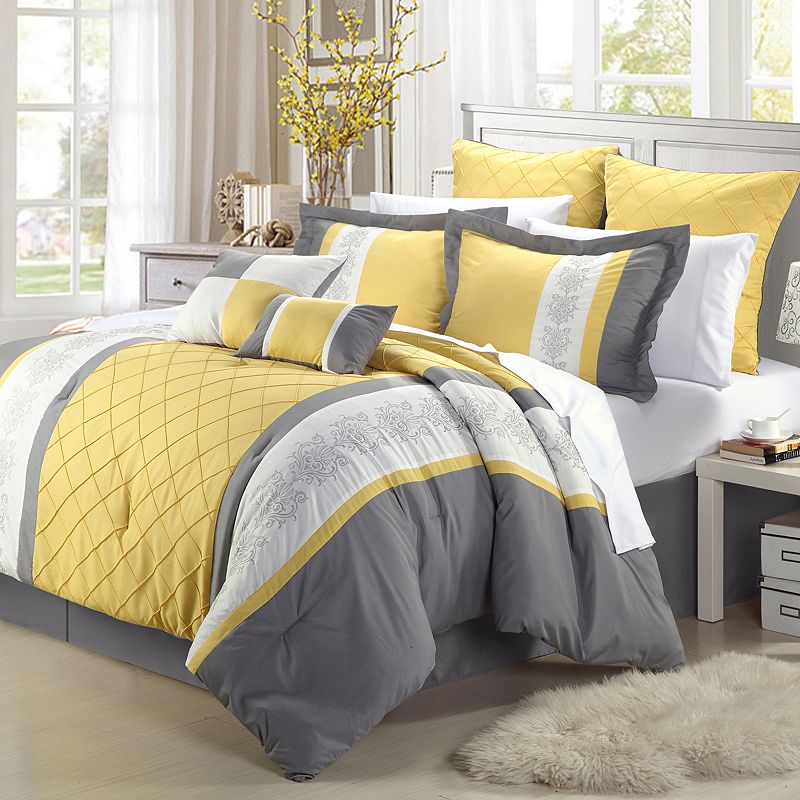 76610455 Chic Home Livingston 8-piece Bed Set, Yellow, King sku 76610455