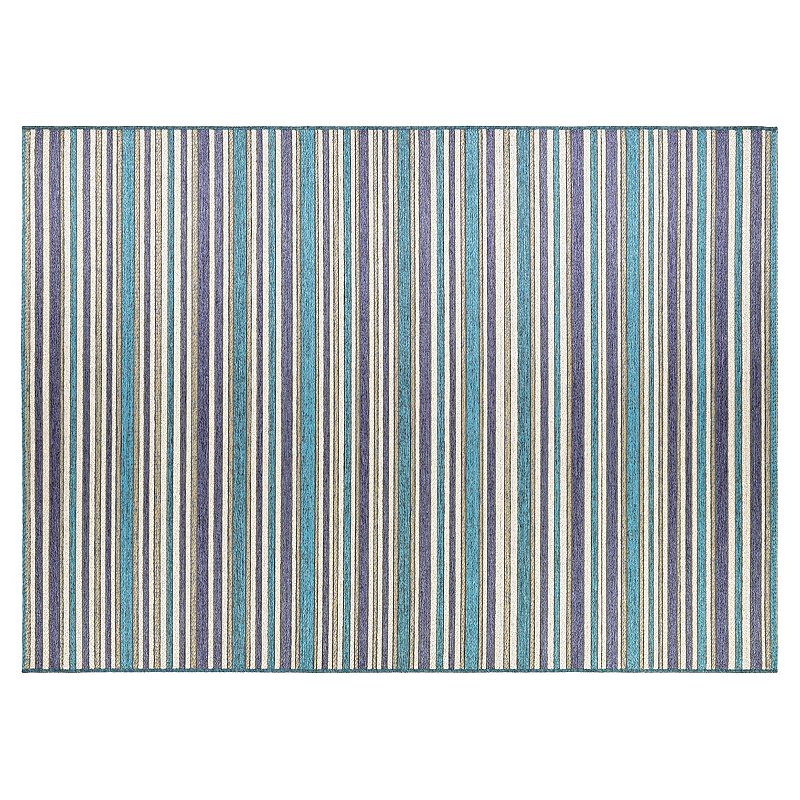 Couristan Cape Brockton Striped Indoor Outdoor Rug, Blue, 2X12 Ft